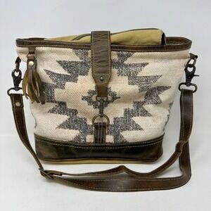 Myra Bag Woven Aztec & Leather Upcycled Crossbody Bag‎